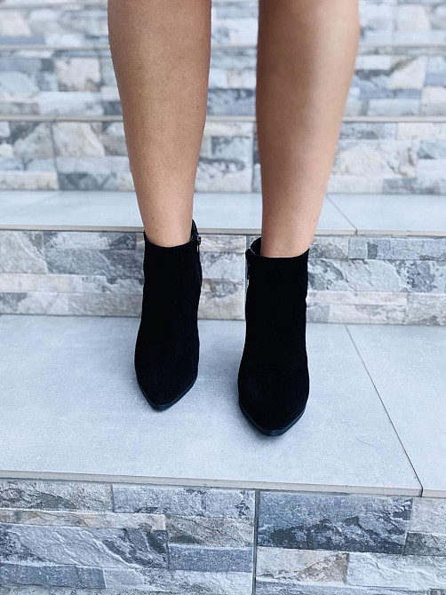 Nivelle Черевики жіночі демісезонні весна-осінь чорні, натуральна замша на підборах шпильці р. Коломыя - изображение 4