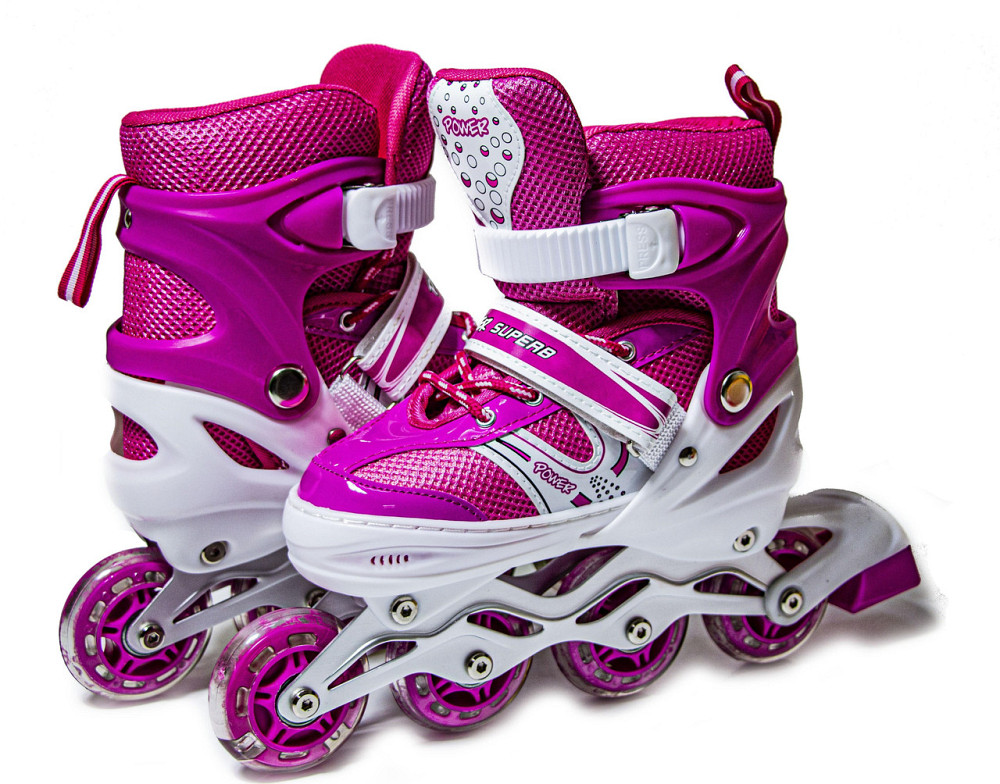 Розсувні ролики дитячі Super Power. Біло-Рожеві. Розмір 38-41 Одеса - фото 1