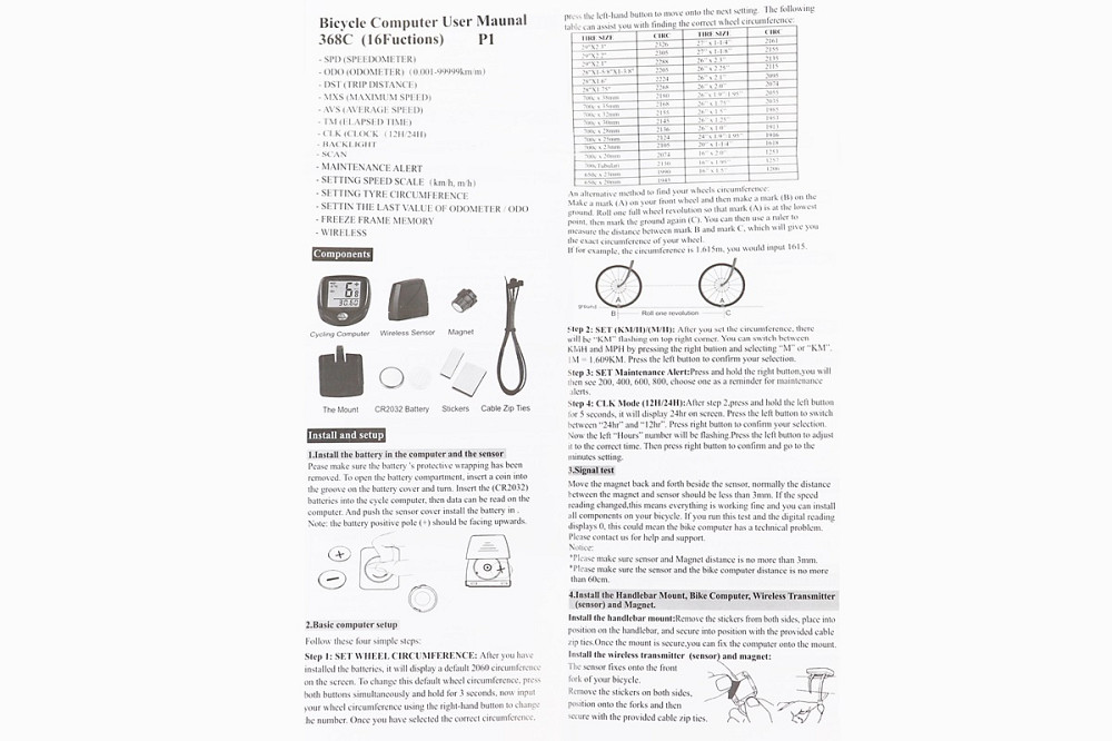Велокомп'ютер 15-функцій, бездротовий, вологозахисний, чорний (без батарейок) Crosser 368С Київ - фото 3