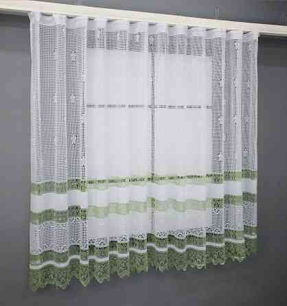 Тюль сітка висотою 1,5м, колекції "Juli" колір білий з зеленим 1150т Київ