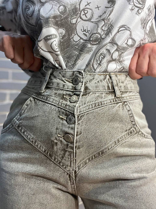 Джинси жіночі Its Basic 2909 STRAIGXT кокетка на гудзиках прямі від стегна сірі, сірий, 36, 36, 73 см, 102 см Київ - фото 6