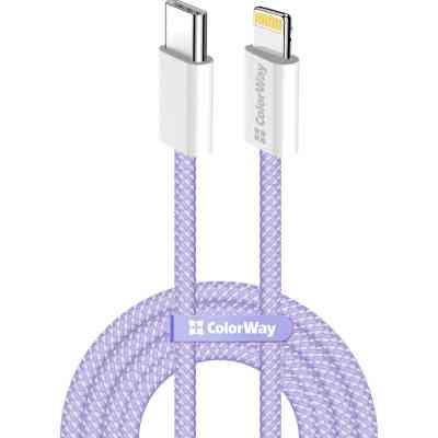 Дата кабель USB-C to Lightning 1.0m 27W purple ColorWay (CW-CBPDCL061-PU) Винница