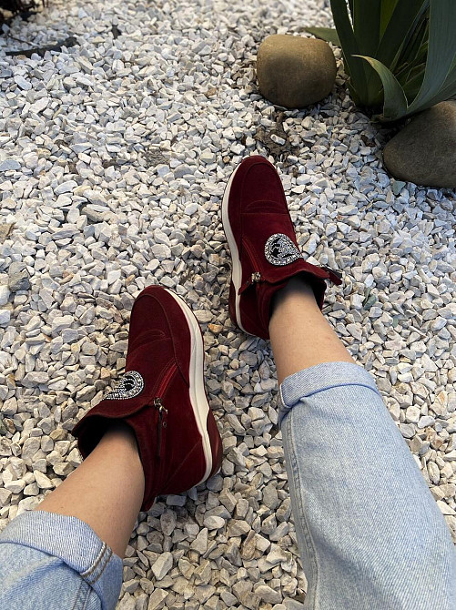 Черевики жіночі VEAGIA бордові еко-замша высота 12см подошва 3см ( -3) Коломыя - изображение 10