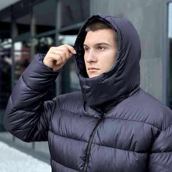 Чоловіча Зимова Куртка Пуховик Пуховик Pobedov Snowfall Тепла з Капюшоном Зима темно-синя Одеса