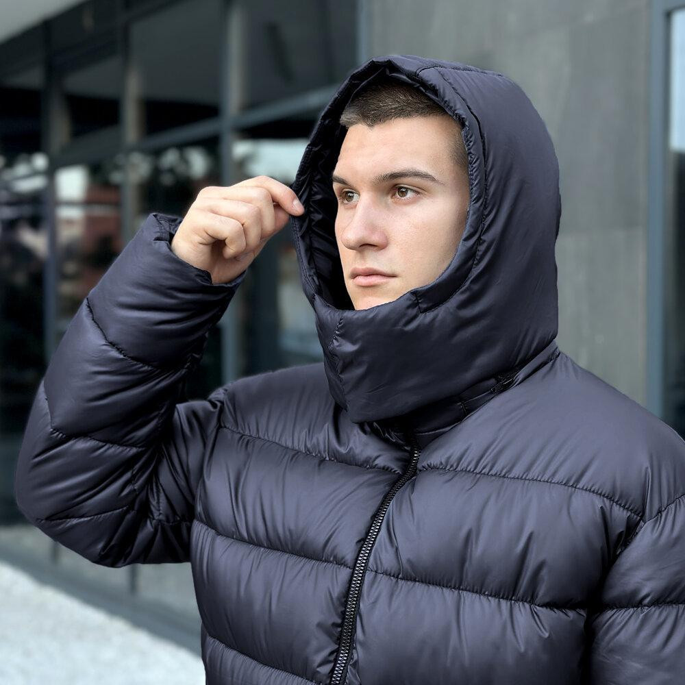 Чоловіча Зимова Куртка Пуховик Пуховик Pobedov Snowfall Тепла з Капюшоном Зима темно-синя Одеса - фото 4