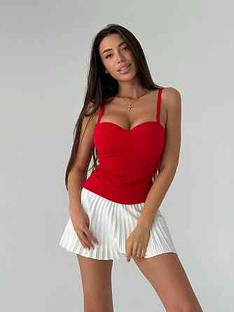 Женская эффектная майка пуш-ап с эффектом «утяжки» на бретелях креп дайвинг Красный, 46/48 Одесса