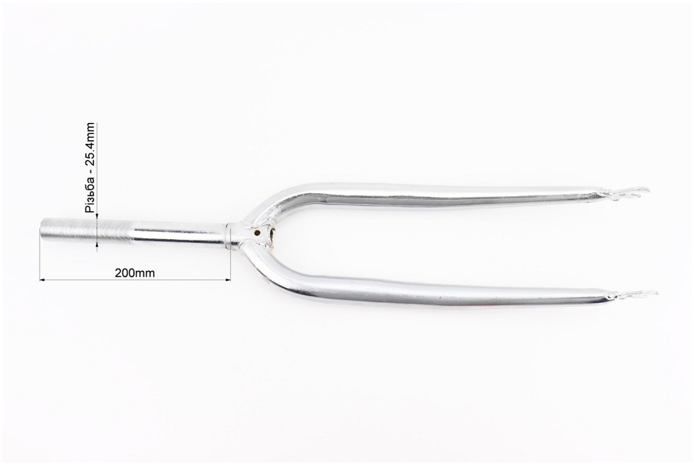 Вилка 26" з різьбою 1" (25,4мм), шток 200мм, нікельована Київ - фото 3