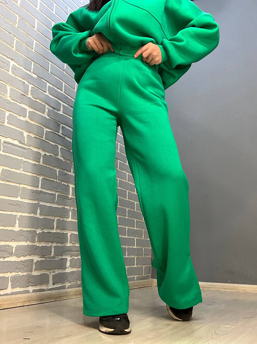Костюм женский Quzen 472-472 пилот молния брюки палаццо широкие флис зеленый, зеленый, M Киев - изображение 13