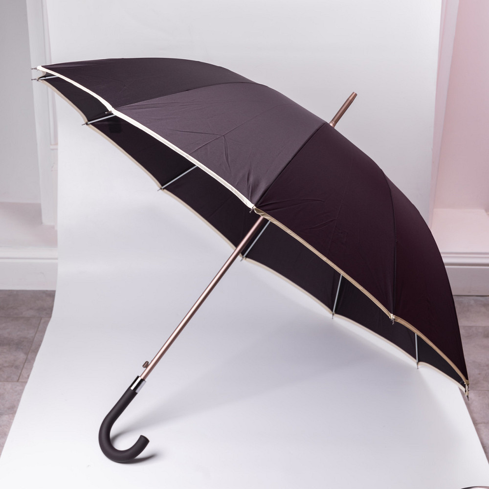 Класична парасолька-тростина з чохлом напівавтомат з поліестеру міцна надійна 12 спиць діаметр 120 см Фіолетовий HP-23-16V Коломия - фото 1
