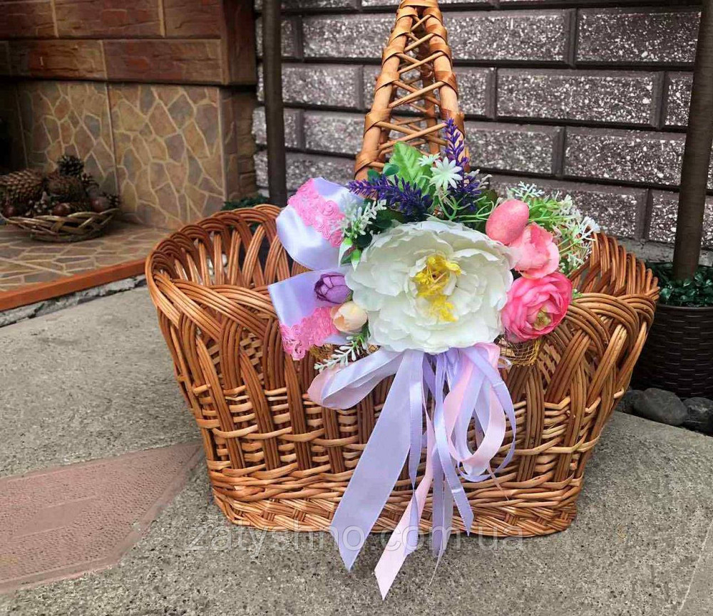Пасхальний кошик натуральний з прикрасами Київ - фото 4