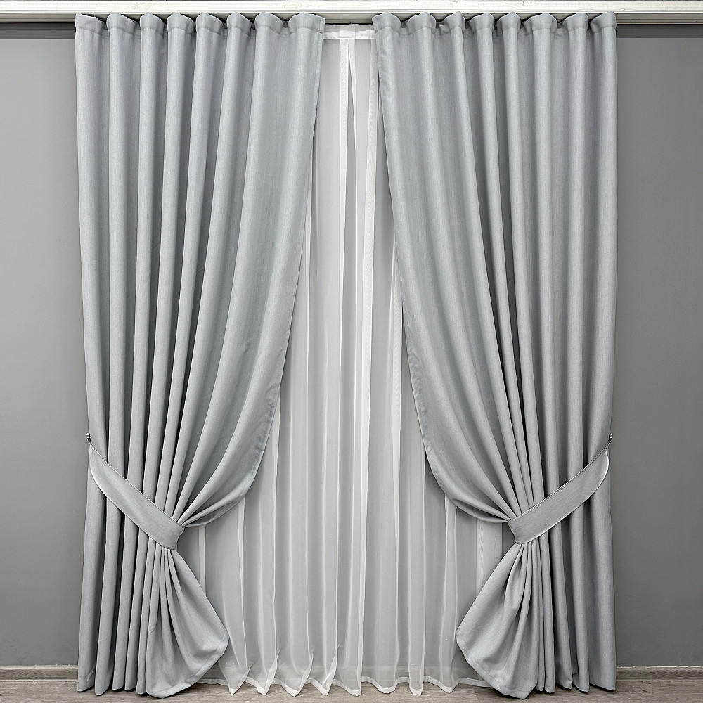 Комплект штор VR-Textil Блэкаут двусторонний Scandi № 1899ш Серо-голубой 130х270 см 2 шт (39-236) Киев - изображение 2