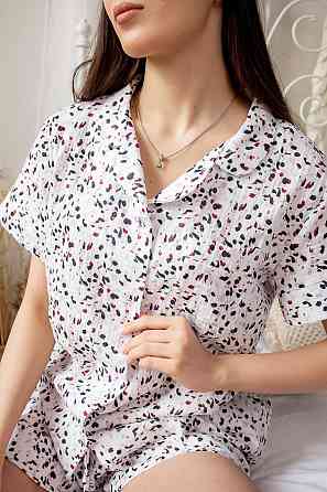 Піжама жіноча муслінова шорти і сорочка S Леопард Харків