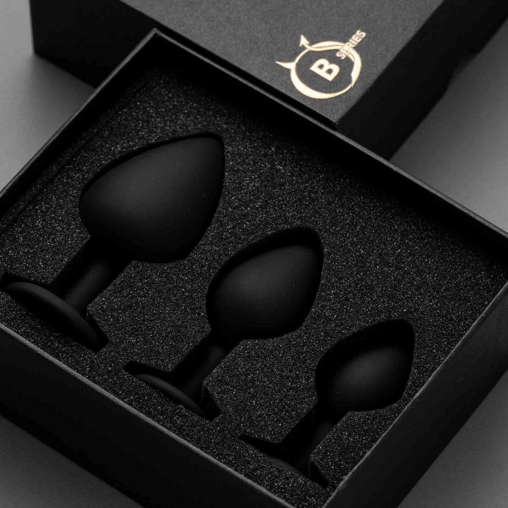 Силіконовий набір плагів Jewellery Silicone PLUG SET Black, чорний Sex Aura Київ - фото 10