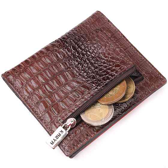 Красивая визитница из натуральной фактурной кожи KARYA 20994 Коричневый Киев