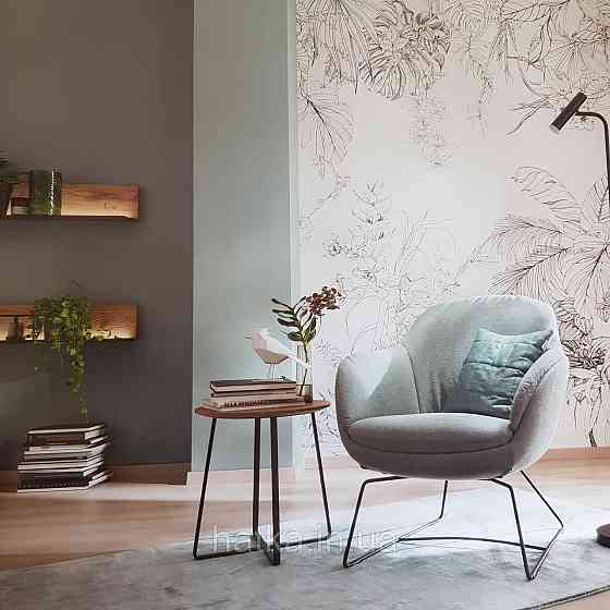 Шпалери вінілові на флізелін Marburg New Spirit панно 2.12х2.7 м квіти листя великі чорні на білому Київ