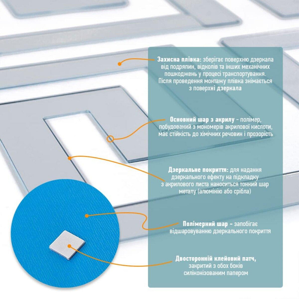 Зеркальный самоклеящийся декор, серебро, 10 штук Киев - изображение 4