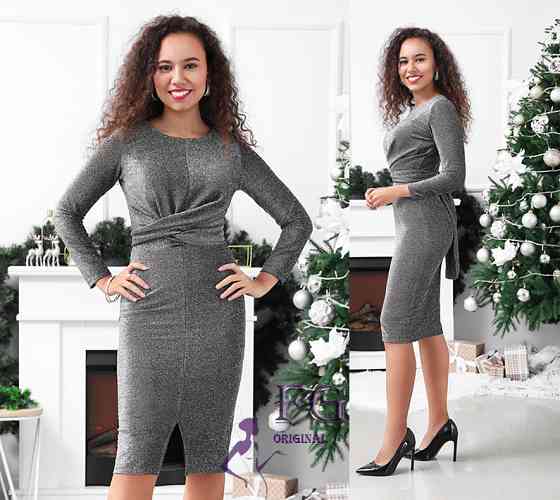 Нарядное платье миди с люрексом 