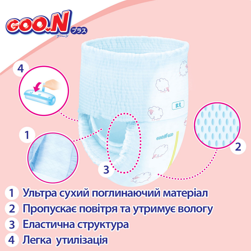 Трусики-підгузки Goo.N Plus для дітей (розмір 3(M), 6-12 кг, 52 шт) Дніпро - фото 10