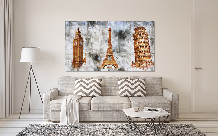 Картина полотно у вітальню / спальню   Три вежі     MLP_286 ( 60х30см ) 70x140 см Київ - фото 2