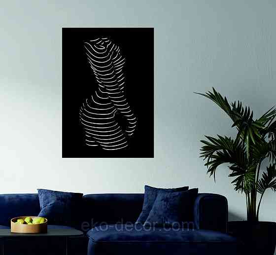 Декоративное настенное Панно «Силуэт женщины», Декор на стену 70*49 см, Черный Киев