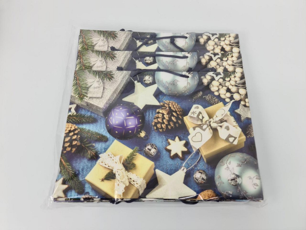 Бумажные пакеты большой горизонтальный 36/22/10  новоголний-06 (12 шт) Харьков - изображение 2