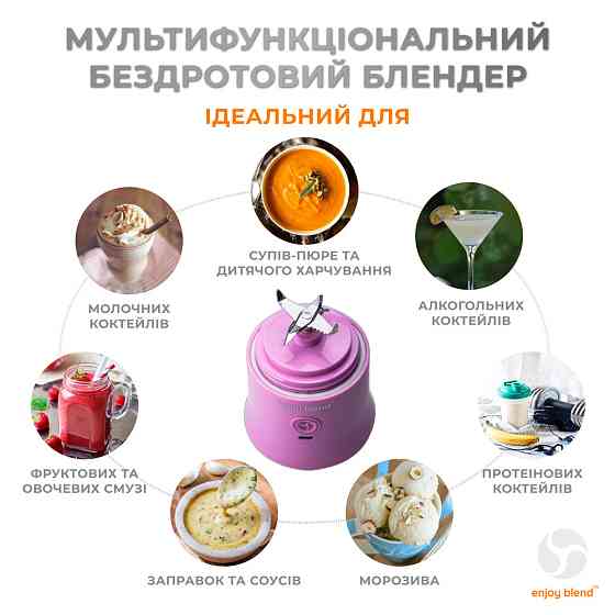 Портативный блендер ENJOY BLEND 63738436 лиловый (фиолетовый) 63738436 Одесса