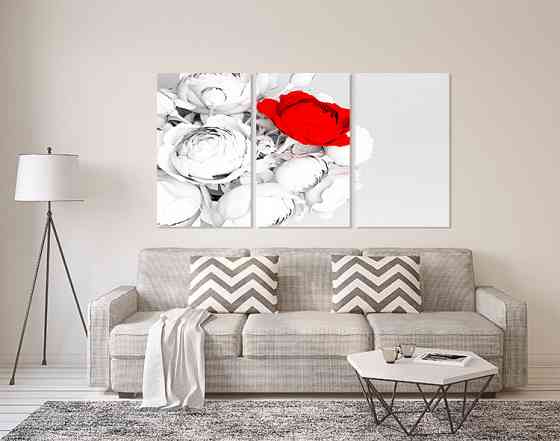 Модульна картина у вітальню/ спальню  Червоний піон   ART-301_3A 100х150 см Київ