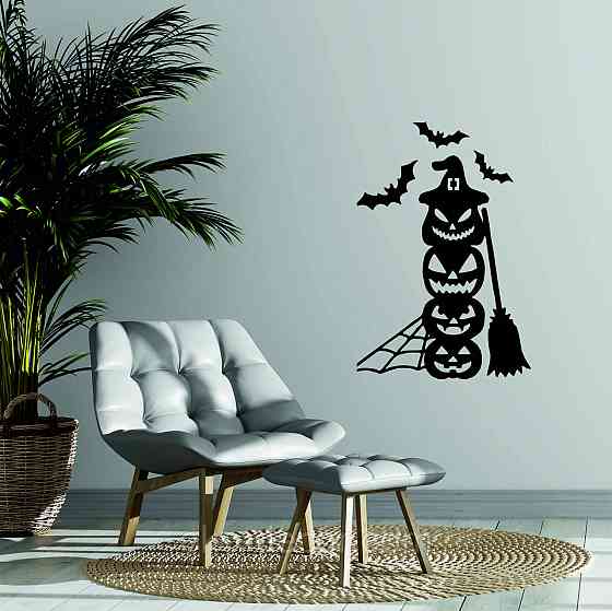 Декоративное настенное Панно «Хэллоуин - тыквы», Декор на стену 70*47 см, Черный Киев