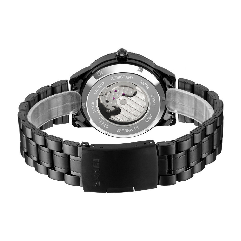 Чоловічий годинник скелетон Skmei 9205 механічні (Чорні з білим) Вінниця - фото 4