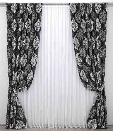 Комплект готових штор VR-Textil Блекаут-софт Корона № 1273ш(А) Чорний з сірим 150х275 см 2шт (33-0111) Київ