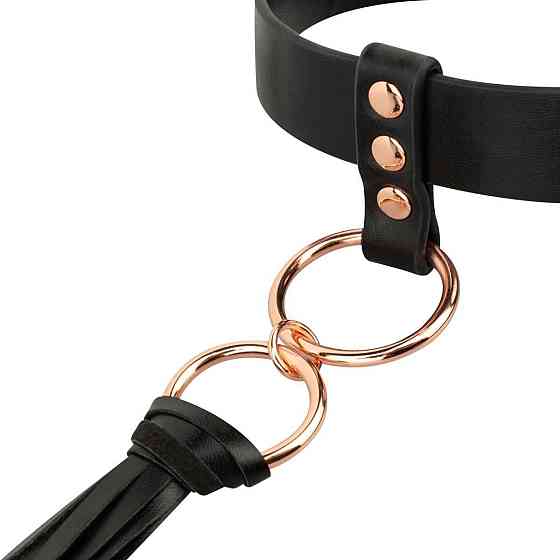 Ошейник с флоггером Rosy Gold - Collar with Flogger - Black Sex Aura Киев