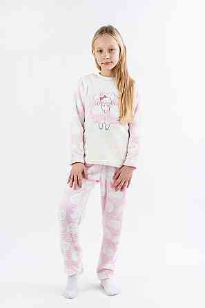 Піжама дитяча "Овечка", велсофт, рожева топ Крохатушка одяг Київ