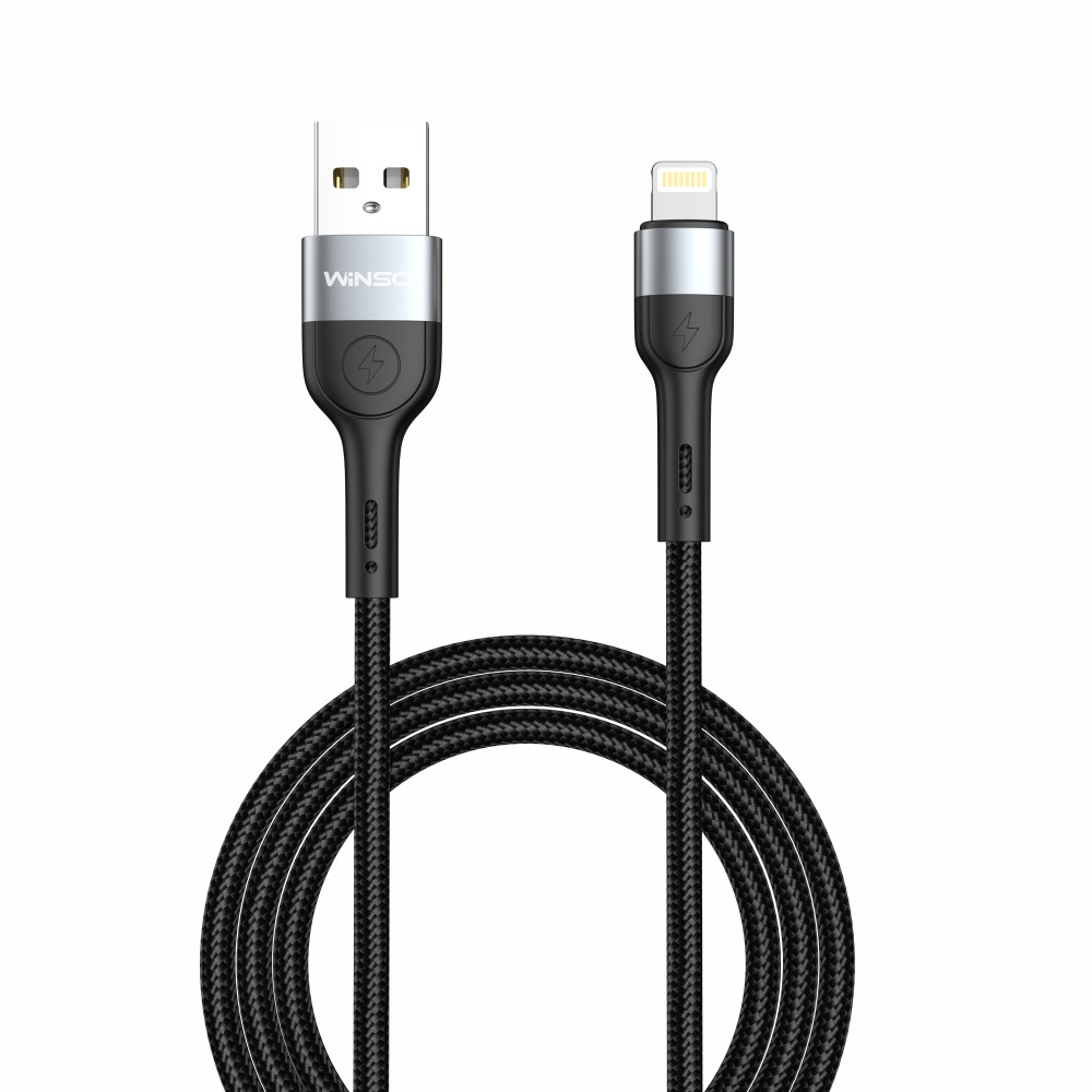 Кабель Winso Pro USB to Lightning TPE+плетіння 1м чорний Львів - фото 1