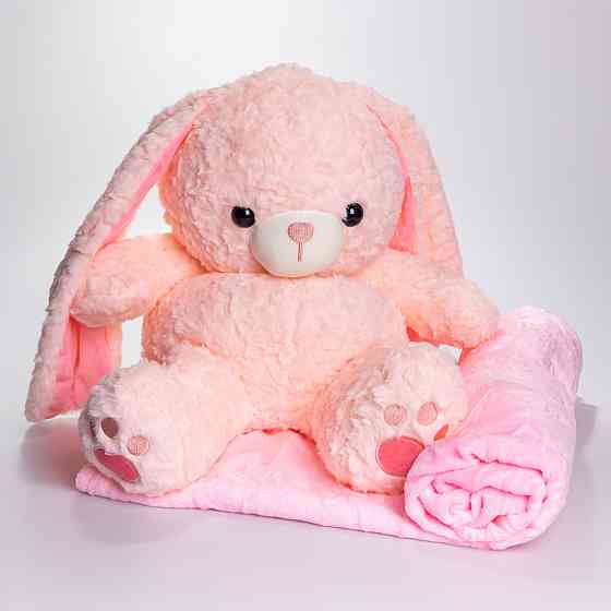Зайчик-плед 3 в 1: м'яка іграшка та подушка, рожевий Київ