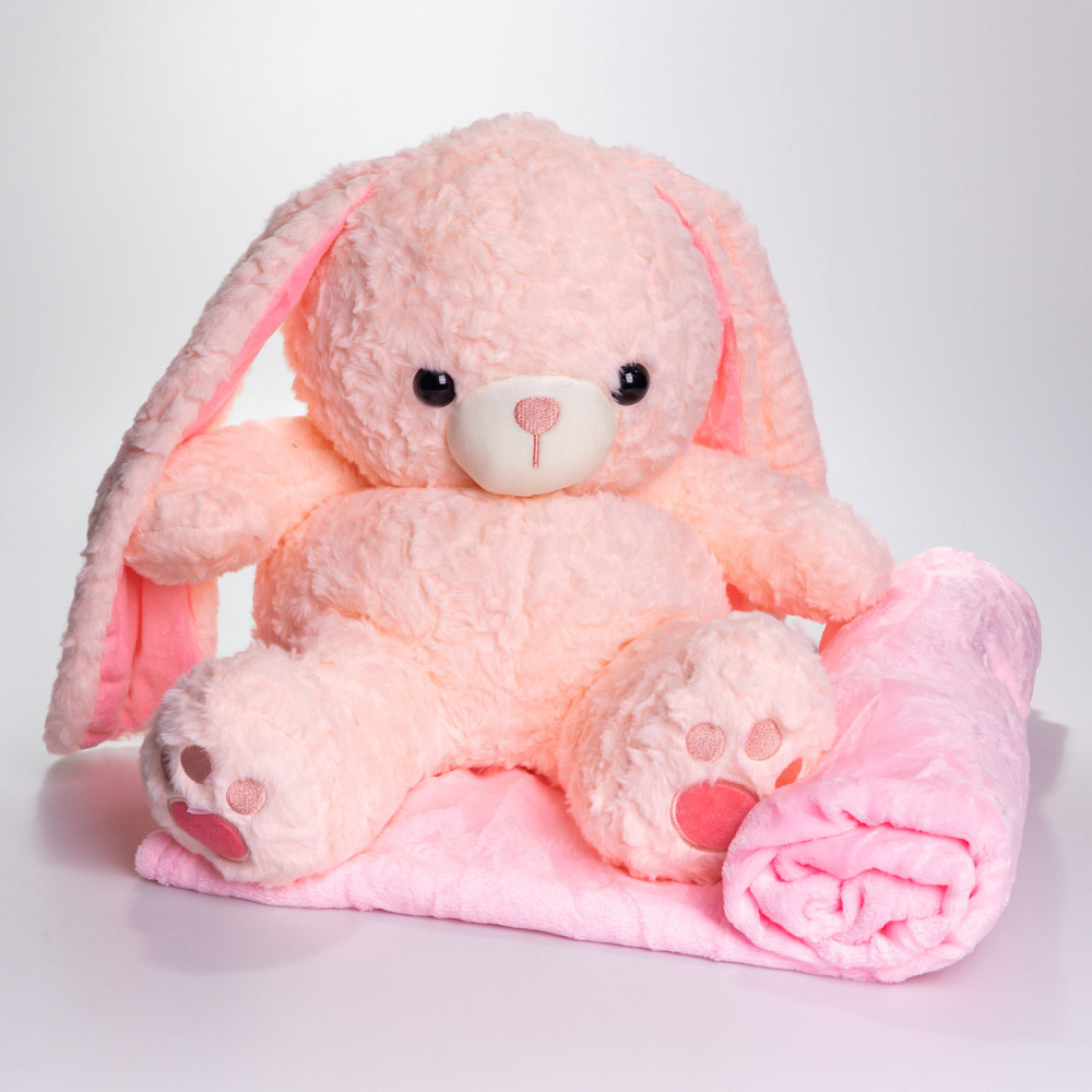 Зайчик-плед 3 в 1: м'яка іграшка та подушка, рожевий Київ - фото 4