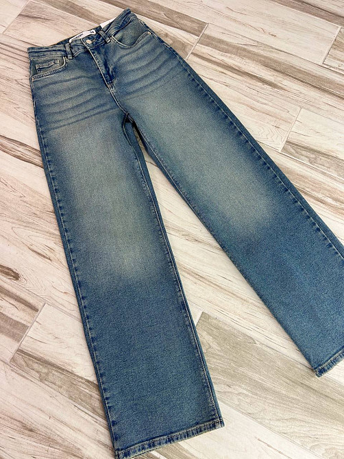 Джинси жіночі Zeo Basic 4741 palazzo jeans висока талія широкі палаццо стрейчеві вінтажні блакитні, блакитний, 34, 34, 67 см, 98 см Київ - фото 9