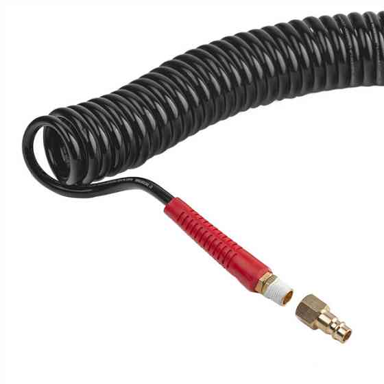 Шланг BLACK M-Flex 5,5×8 мм, 20 м, спиральный полиуретановый, с поворотным шарниром, латунными быстроразъемными соединениями, STORM Киев