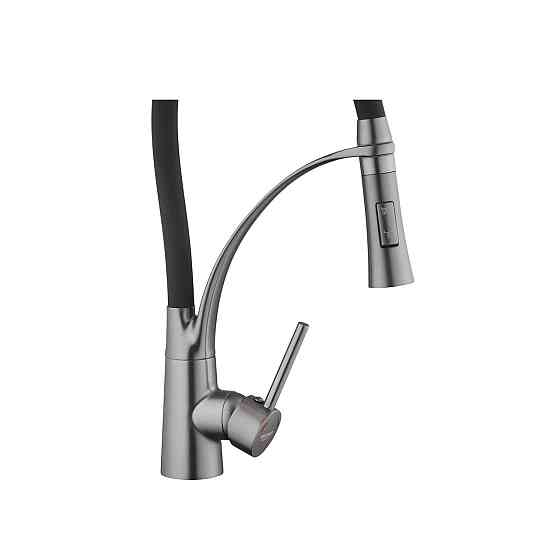 Смеситель для кухни с гибким изливом Kroner KRP Ersel - GRP03393BLK черный/графит Киев