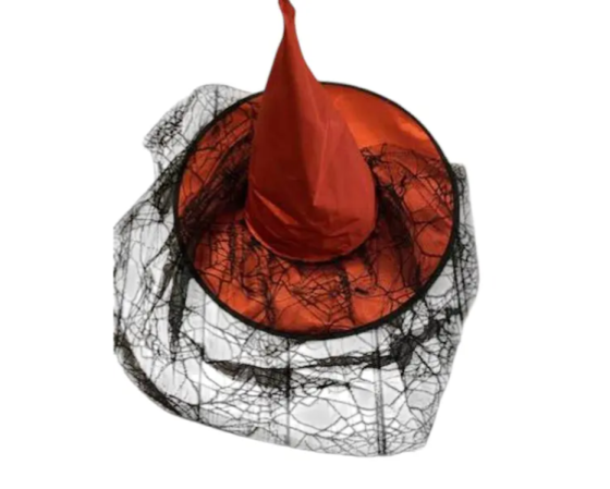 Шапка ведьмы с вуалью Хэллоуин one size красно-черный Киев