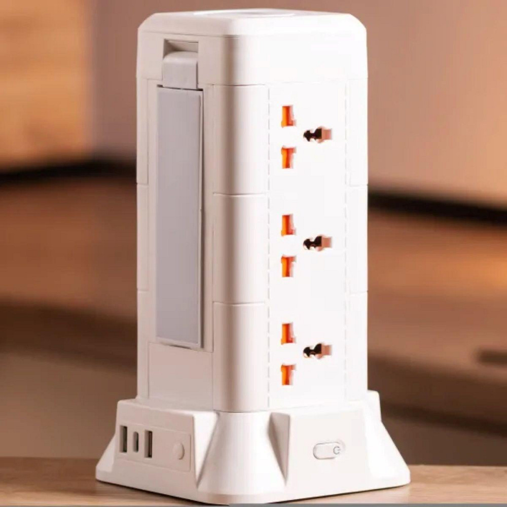 Мережевий фільтр подовжувач 2.8 м з лампою на 9 універсальних розеток з 2 USB, 1 Type-C, бездротова зарядка HP-5-5 Київ - фото 4