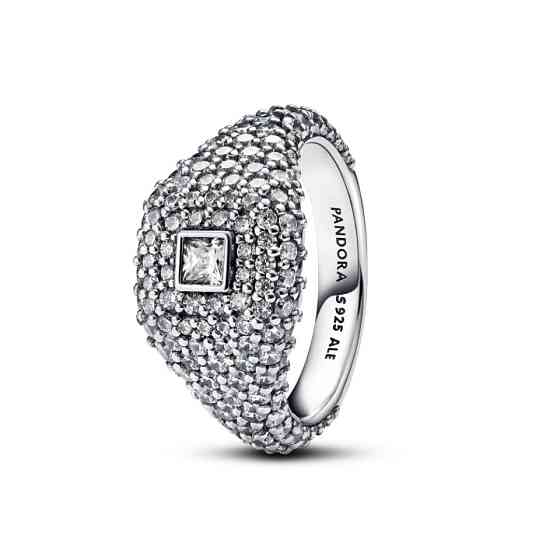 Срібна каблучка Pandora коктейльна Квадрат з паве 193556C01 52 Київ