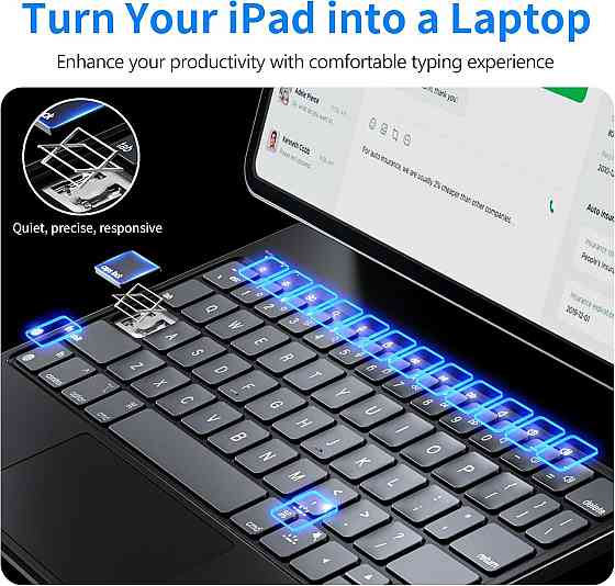 Клавіатурний чохол T89 Чорний для iPad Air 10.9 (4/5) та iPad Pro 11 (1-3) магнітний BLE5.2 трекпад USB‑C акумулятор Київ