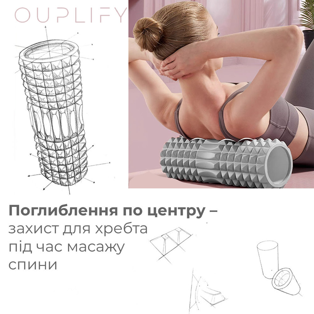 Масажний ролик (роллер) PowerPlay 4405 EVA Massage Roller Сірий (33x12см.) Кам'янське - фото 4