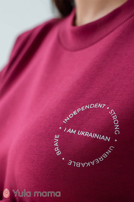 Світшот туніка для вагітних і годуючих оверсайз із трьохнитки для майбутніх мам Mriya XL (50) Юла Мама бордовий Кривий Ріг - фото 4