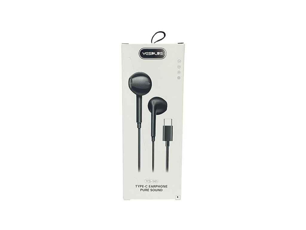 Навушники вакумні з мікрофоном чорні USB-C YESPLUS-141 ТМ YESPLUS Київ - фото 1