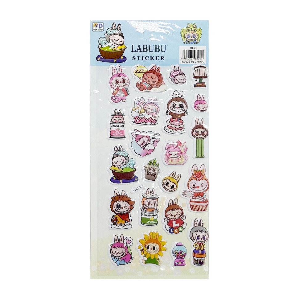 Дитячий набір наліпок "Лабубу" YG0328(Blue) мікс, 10х22 см Вінниця - фото 1