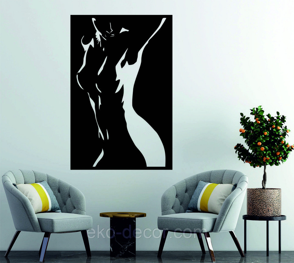 Декоративное настенное Панно «Силуэт женщины», Декор на стену 70*46 см, Черный Киев - изображение 3