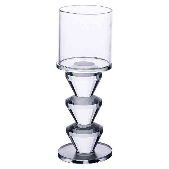 Yiwu Підсвічник скляний 6×16.5 см на одну свічку підсвічник келих на ніжці декоративний прозори Киев