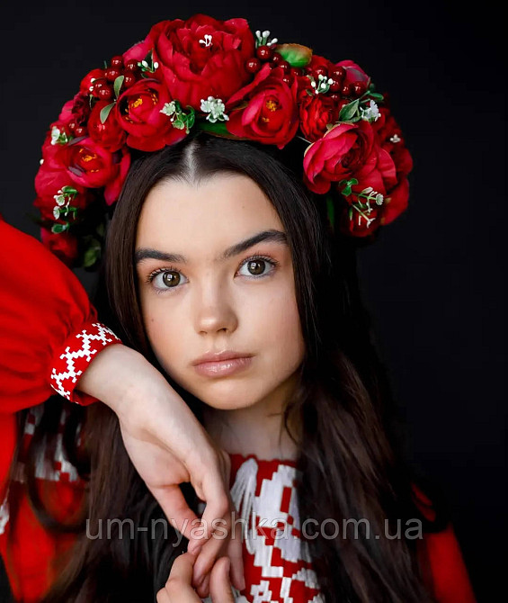 Ободок обруч з квітами "Піони великий червоний" Кривий Ріг - фото 2