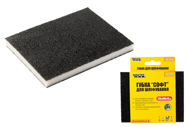 MASTERTOOL Губка для шліфування MASTERTOOL СОФТ Р180 125х100х12 мм 08-0718 Киев - изображение 2